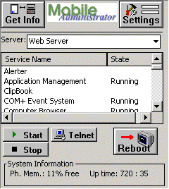 Windows CE running Mobile Administrator