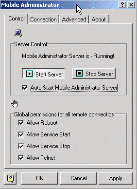 Mobile Administrator Control Applet