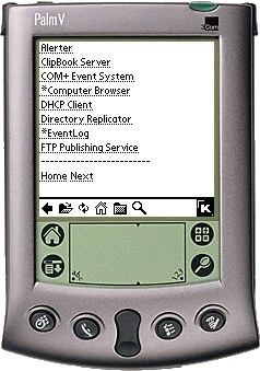 Palm V accessing Mobile Administrator using KBrowser