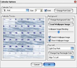 Calendar options dialog.